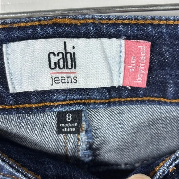 Cabi Almost Famous Slim Boyfriend Star Print Jeans Frayed Hem Size 8 #3937 - Picture 2 of 3